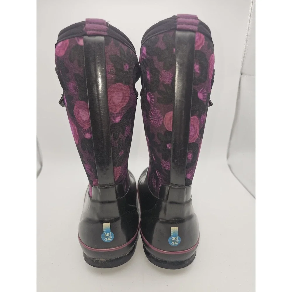 Bogs Classic Water Color Boots Youth Girls Purple Black Waterproof Snow Rain 2